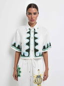 Exquisite Printed Elastic Waist Wide-Leg Pants