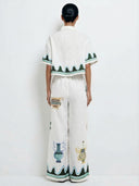Exquisite Printed Elastic Waist Wide-Leg Pants