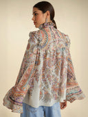 Exquisite Vintage Paisley Print Wide-leg Pants