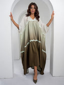 Elegant Satin Gradient Print Maxi Dress