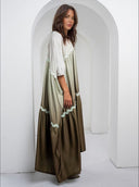 Elegant Satin Gradient Print Maxi Dress