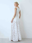 Elegant Square-neck Fitted Lace Maxi Dress