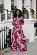 Unique Floral Print Loose High-Waist Wide-Leg Pants