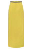 Exquisite Rhinestone-Embellished Puff Sleeve Top And Slit Maxi Skirt Set