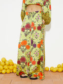 Unique Floral Print Elastic-Waist Wide-Leg Pants