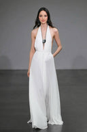 Vacation-style Halter-Neck Backless Maxi Dress