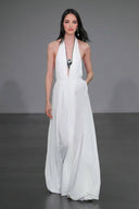 Vacation-style Halter-Neck Backless Maxi Dress