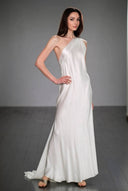 Slant Shoulder A- Line Maxi Dress