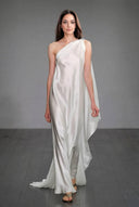 Slant Shoulder A- Line Maxi Dress