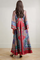 Exquisite Floral Print Tie-Detail Satin Maxi Dress