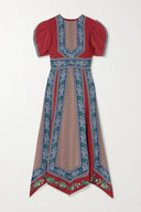 Exquisite Retro Print Asymmetrical Hem Midi Dress