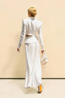 Short Blazer Top And Pleated Skirt Set