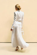 Short Blazer Top And Pleated Skirt Set