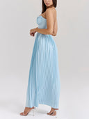 Elegant Pleated Strapless Maxi Dress
