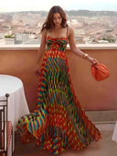 Elegant Personalized Painted Print A-Line Maxi Dress