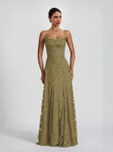 Elegant Floral Lace Spaghetti Strap Maxi Dress