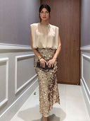 Elegant Sleeveless Gathered-Neck Blouse