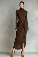 High Neck Lace-Up Side Slit Dress