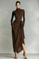 High Neck Lace-Up Side Slit Dress