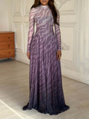 Elegant Animal Print Mesh A-line Maxi Dress