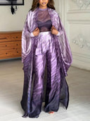 Gradient Zebra Print Satin Mesh T-shirt Two-piece Set
