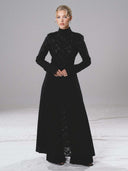 Elegant High-Neck Lace Slit Midi Dress