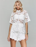 Elegant Lace Shirt & Shorts Two-Piece Set