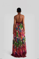 Boho Backless Ruffle Trim Dress