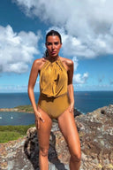 Halter-Neck Backless Bodysuit And Wide Leg Pants Set