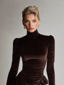 Elegant Velvet Ruffled Lace Mini Dress