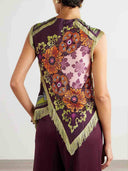 Unique Vintage Floral Print Tassel Tank Top