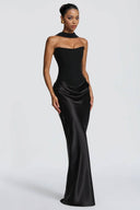 Pleated Design Scarf Maxi Dress