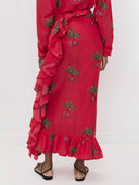 Casual Printed Wrap-Style Tie-Front Skirt