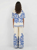 Exquisite Botanical Print Wide-leg Pants