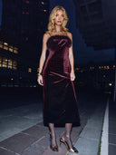 Elegant Velvet Fur Collar Maxi Dress