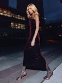 Elegant Velvet Fur Collar Maxi Dress