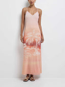 Unique Palm Tree Double-layer Print Maxi Dress