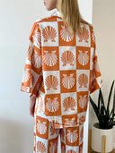 Special Satin Shell Print Button-Down Shirt