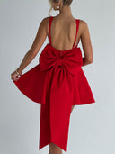 Elegant Square Neck Bow A-Line Mini Dress