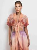 Tropical Print Tie-Front Top & Maxi Skirt Set