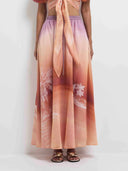 Tropical Print Tie-Front Top & Maxi Skirt Set
