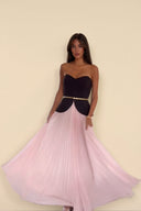 Exquisite Color-Block Sweetheart Neckline Ruched Party Maxi Dress