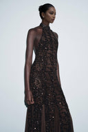 Elegant Fashion Off-Shoulder Sequin Strappy Maxi Dress