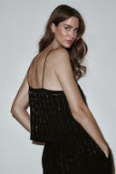 Fashionable Classic Color-Block Beaded Camisole Top