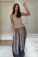 Fashionable Tassel-Trimmed Beaded Sleeveless Top