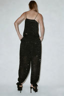 Fashionable Classic Color-Blocked Beaded Drawstring Tapered Leg Pants