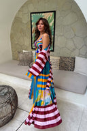 Unique Fashion Striped Print Long Kimono-Style Top