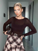 Retro Plaid Layered Ruffle Skirt Two-piece Set