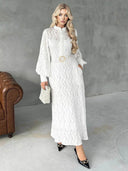 Elegant Jacquard Belt Maxi Dress