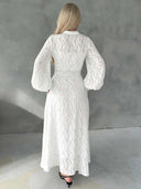 Elegant Jacquard Belt Maxi Dress